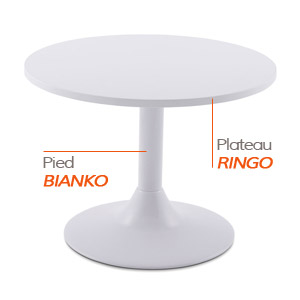 Pied BIANKO et plateau RINGO - Table composée Alterego