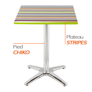 Pied CHIKO et plateau STRIPES - Table composée Alterego