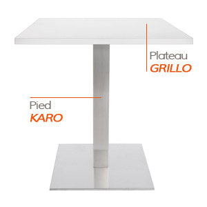 Pied KARO et plateau GRILLO - Table composée Alterego