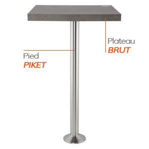 Pied PIKET et plateau BRUT - Table composée Alterego