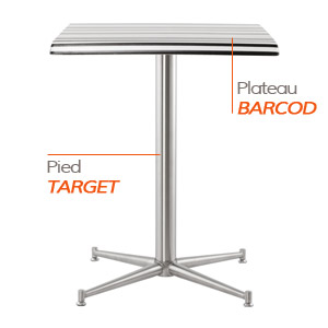 Pied TARGET et plateau BARCOD - Table composée Alterego